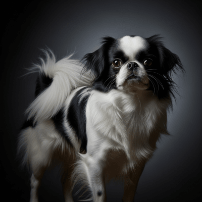Editorial-style portrait of a Japanese Chin from the taxonomy dogs.