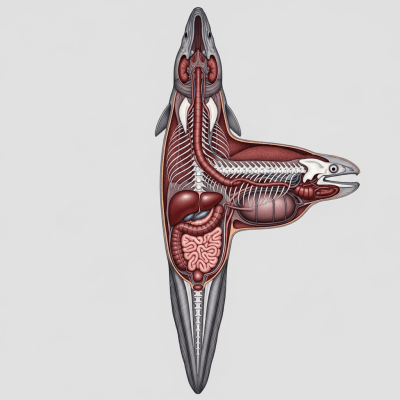 Detailed anatomical illustration of a Japanese Eel, part of the taxonomy fish