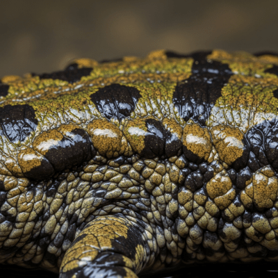 Macro close-up image of the skin texture or distinctive features of a single Japanese Giant Salamander, belonging to the taxonomy amphibians