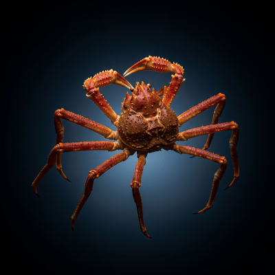 Heroic editorial-style image of a single Japanese Spider Crab, part of the taxonomy crabs.