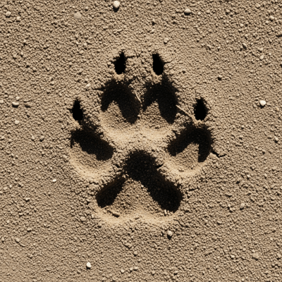 Image depicting tracks or footprints left by a Japanese Wolf, belonging to the taxonomy canines