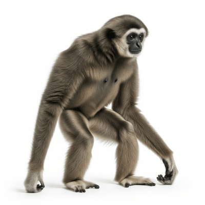 High quality studio photograph of a Javan gibbon (Silvery gibbon)