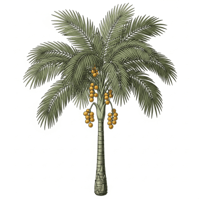 Botanical illustration of a whole Jelly Palm