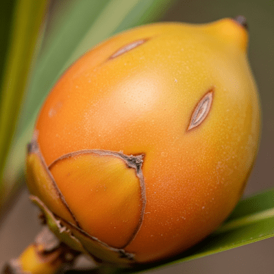 Close-up macro image of the leaf or fruit of a Jelly Palm