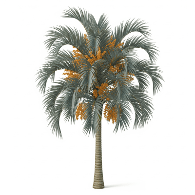 High quality studio photograph of a single Jelly Palm