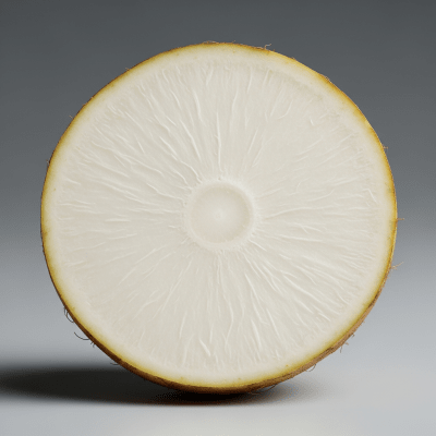 Detailed cross-sectional view of a fresh Jicama