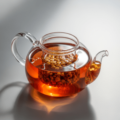 Editorial-style image of a brewed Jin Jun Mei tea, part of the taxonomy teas