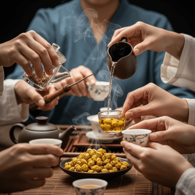 Image showing Jin Jun Mei prepared and served in its typical cultural context