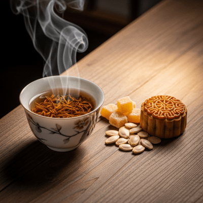Still life image of a prepared cup of Jin Jun Mei