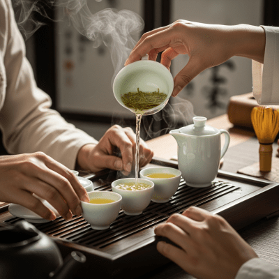 Image showing Junshan Yinzhen prepared and served in its typical cultural context