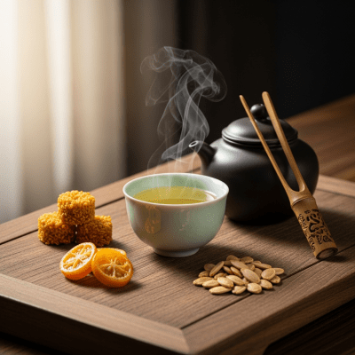 Still life image of a prepared cup of Junshan Yinzhen