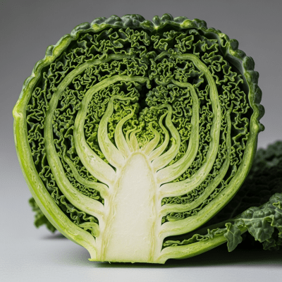Detailed cross-sectional view of a fresh Kale
