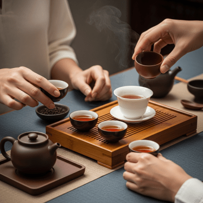 Image showing Keemun Tea prepared and served in its typical cultural context