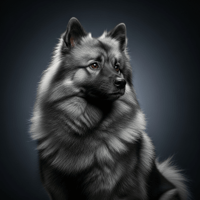 Editorial-style portrait of a Keeshond from the taxonomy dogs.