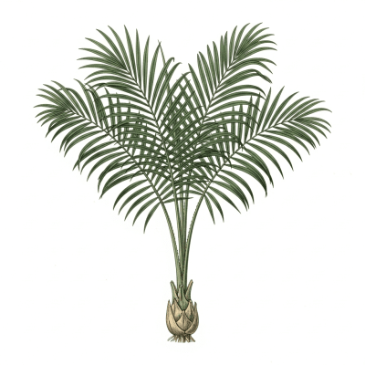Botanical illustration of a whole Kentia Palm