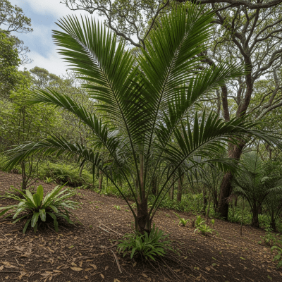 A detailed image of the Kentia Palm (palms) in its native environment