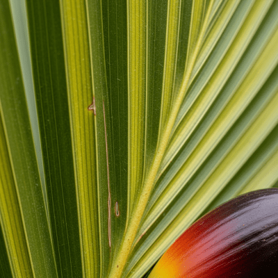 Close-up macro image of the leaf or fruit of a Kentia Palm
