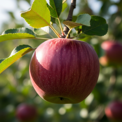 A naturalistic photograph of a King David, hanging on its tree branch with leaves visible