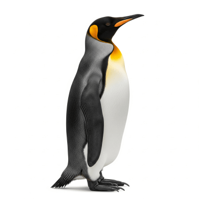 High quality studio photograph of a single King Penguin