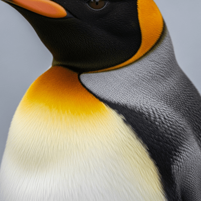 Close-up macro photograph of the feathers or distinctive markings of a King Penguin