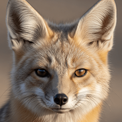 Close-up photograph of the face of a Kit Fox