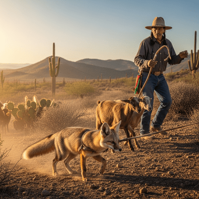 Image of a Kit Fox interacting with humans in a cultural or practical context