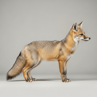 Side profile photograph of a standing Kit Fox, part of the taxonomy canines