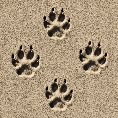 Image depicting tracks or footprints left by a Kit Fox, belonging to the taxonomy canines
