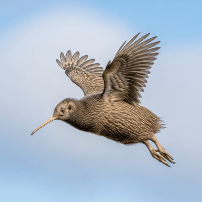 Action shot of a Kiwi (birds) in flight
