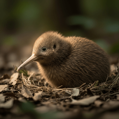 Image of a juvenile or chick stage of the Kiwi, within the taxonomy birds