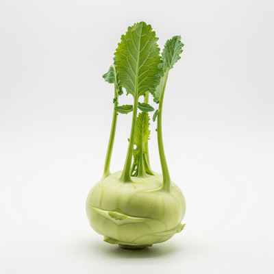 High resolution studio photograph of a single Kohlrabi