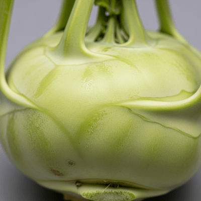 Close-up macro photograph of surface details and textures of a single Kohlrabi