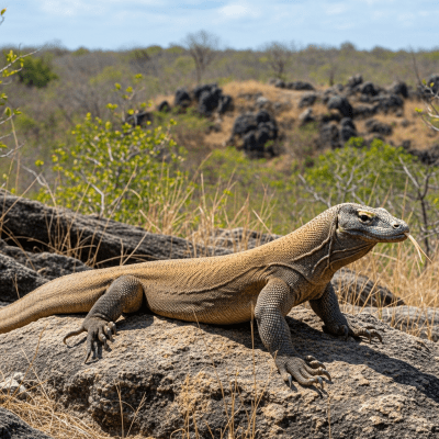 Detailed image of a Komodo Dragon (lizards) in its natural habitat