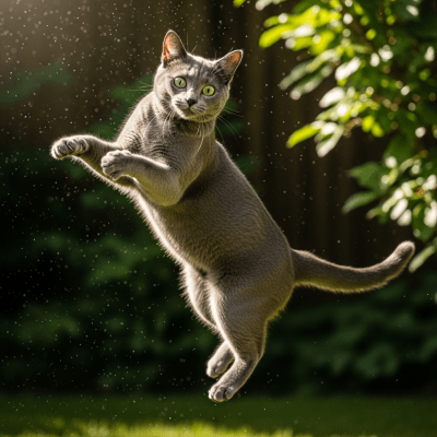 Action shot of a Korat