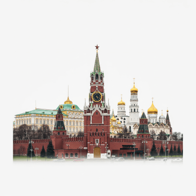 High quality studio photograph of a Kremlin (Russian Castle/Fortress), belonging to the castles taxonomy