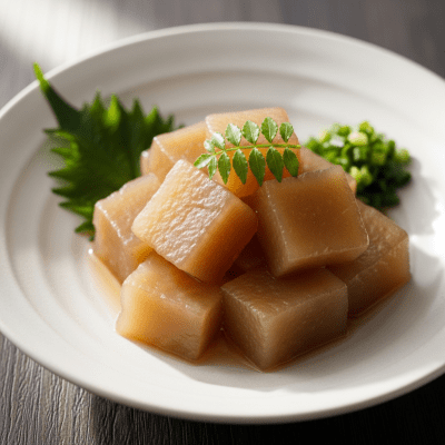 Image of cooked or prepared Kudzu (legumes) as it appears in a traditional dish or common culinary usage, presented on a clean plate with minimal garnish
