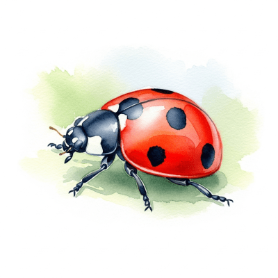 Artistic depiction of a single Ladybug, belonging to the taxonomy insects