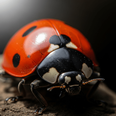 Striking editorial-style portrait of a single Ladybug, from the taxonomy insects.
