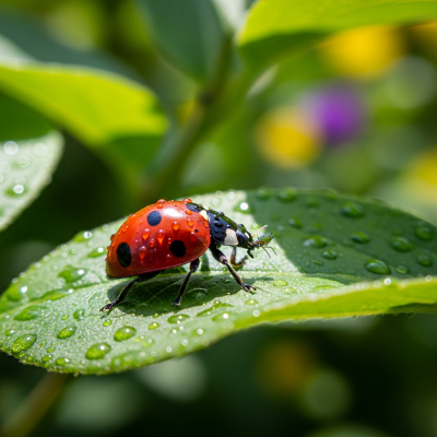 Detailed image showing a Ladybug in its natural environment