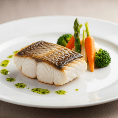 A culinary presentation featuring a prepared dish made with Lake Sturgeon, of the taxonomy fish