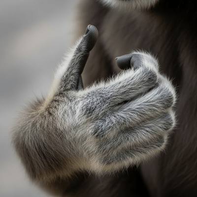 Close-up photograph of the hands or feet of a Lar gibbon, part of the taxonomy apes