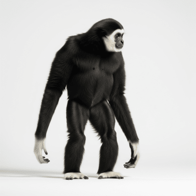 High quality studio photograph of a Lar gibbon