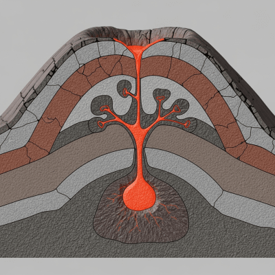 Scientific cross-sectional illustration of the Lava dome
