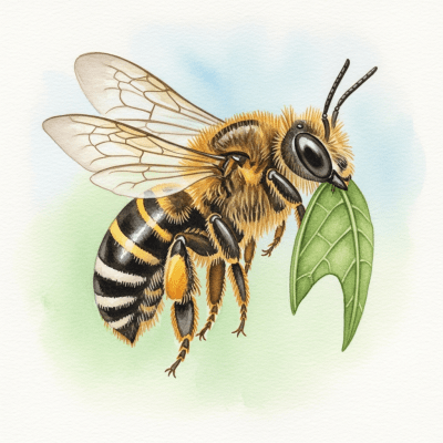 Artistic depiction of a single Leafcutter Bee, belonging to the taxonomy insects