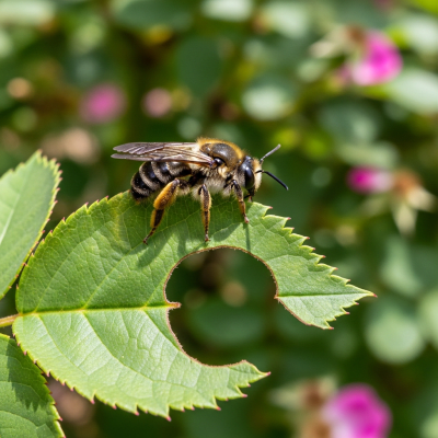 Detailed image showing a Leafcutter Bee in its natural environment