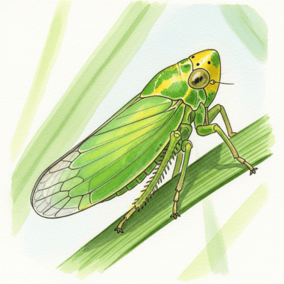 Artistic depiction of a single Leafhopper, belonging to the taxonomy insects