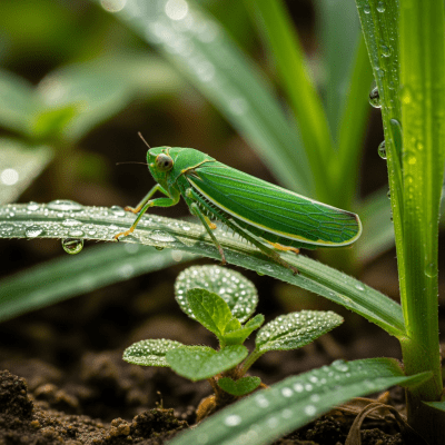 Detailed image showing a Leafhopper in its natural environment