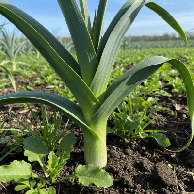 Naturalistic image of a Leek in its typical growing environment, as found in nature or a cultivated garden