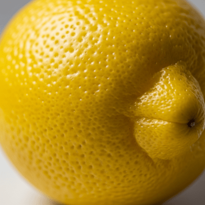 Macro shot capturing the surface texture and color details of the Lemon, within the fruits taxonomy