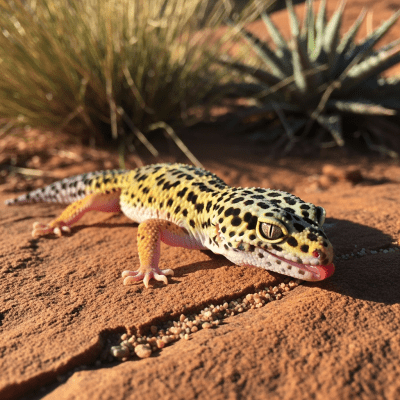 Detailed image of a Leopard Gecko (lizards) in its natural habitat